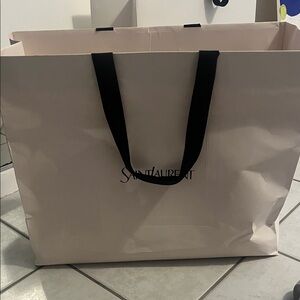Saint Laurent White Tote with Black Handles
